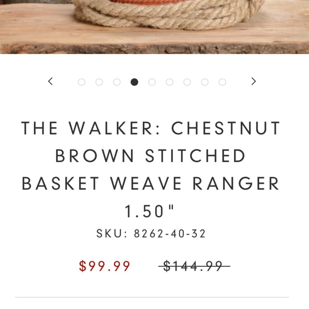THE WALKER: CHESTNUT BROWN STITCHED BASKET WEAVE RANGER size 32” - Picture 9 of 11
